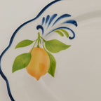 Muchoise 15.75" Ceramic Oval Serving Tray White/Blue Edge