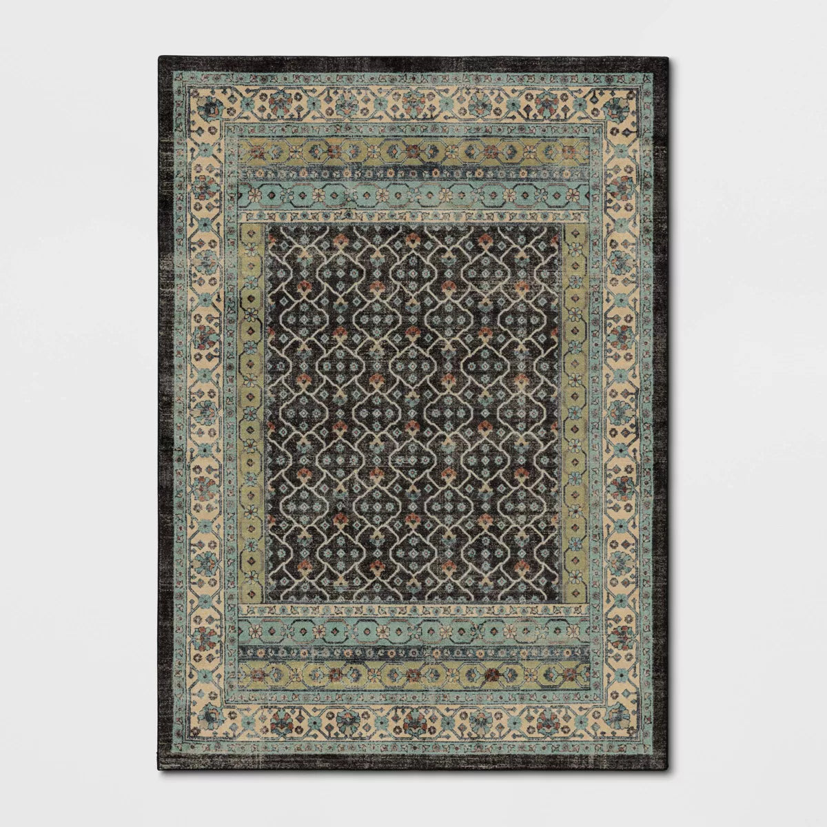 5 x 7 Distressed Geometric Tufted Area Rug Green