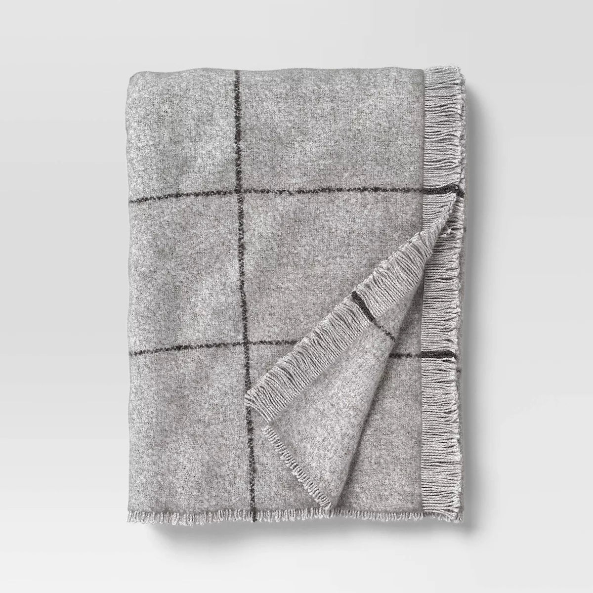 Windowpane Boucle Throw Blanket Cray/Charcoal - Threshold