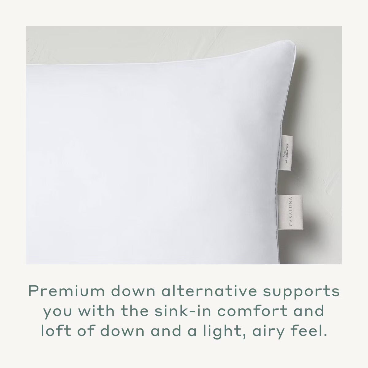 Standard/Queen Medium/Firm Machine Washable Medium Down Alternative Pillow - Casaluna: Hypoallergenic, 300 Thread Count Cotton Cover