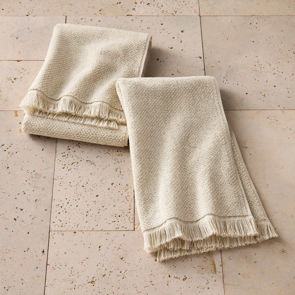 2pk Organic Texture Hand Towel Natural