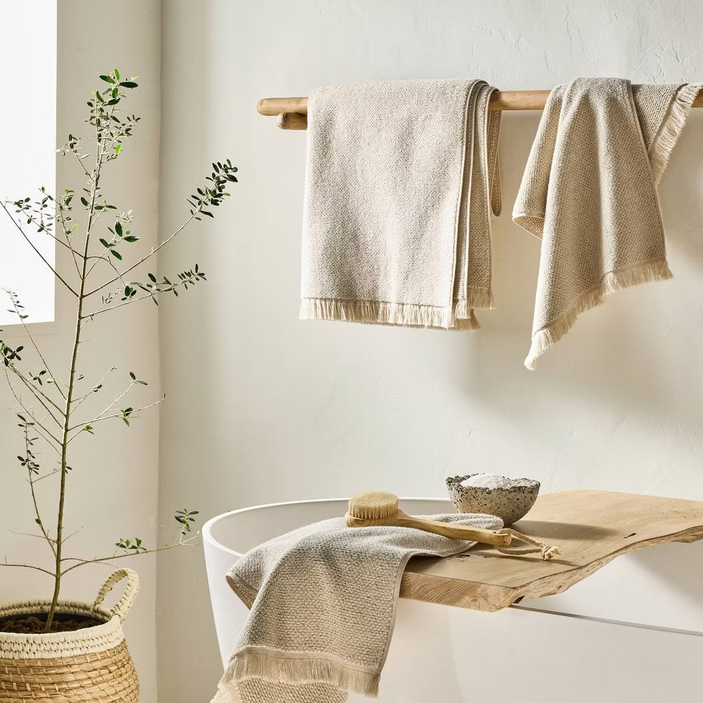 2pk Organic Texture Hand Towel Natural