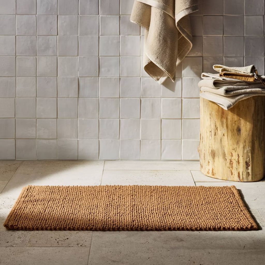 21"x34" Textured Bath Rug Warm Brown-Casaluna