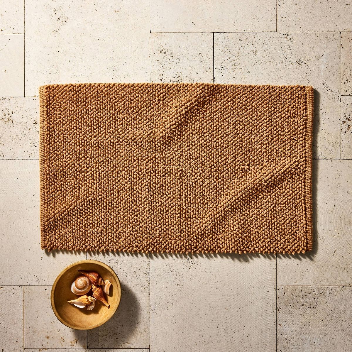 21"x34" Textured Bath Rug Warm Brown-Casaluna