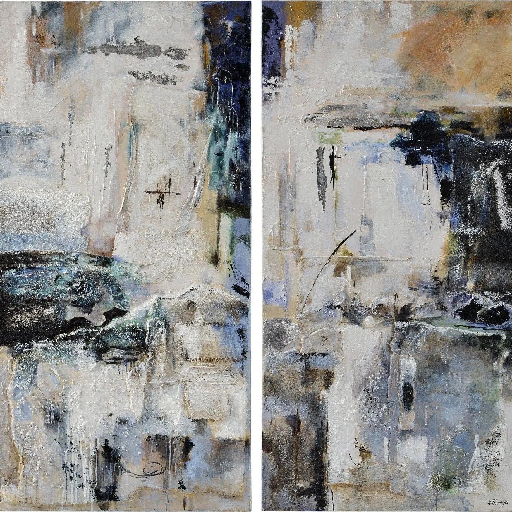 Yaffa Canvas Art - Hand Painted Set Of 2