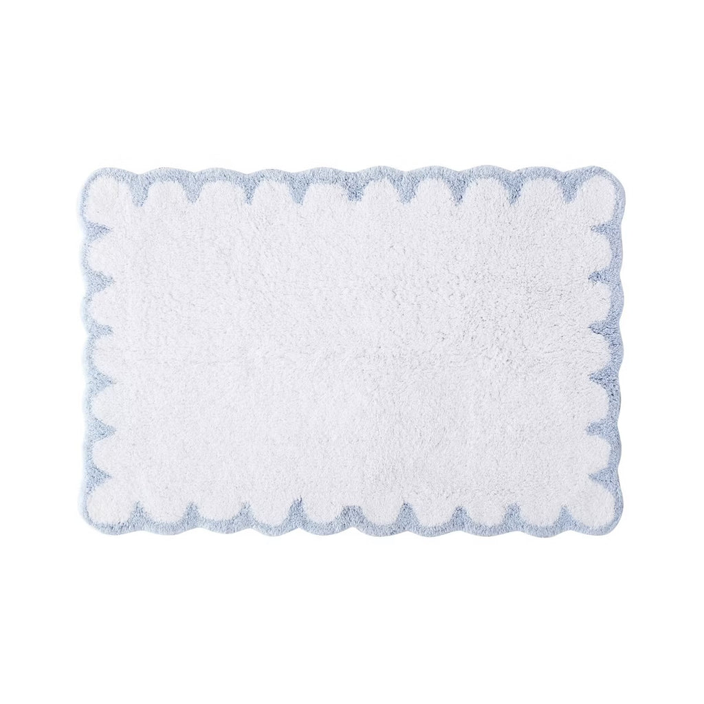 Peri Home Bath Rug White/Blue Scallop