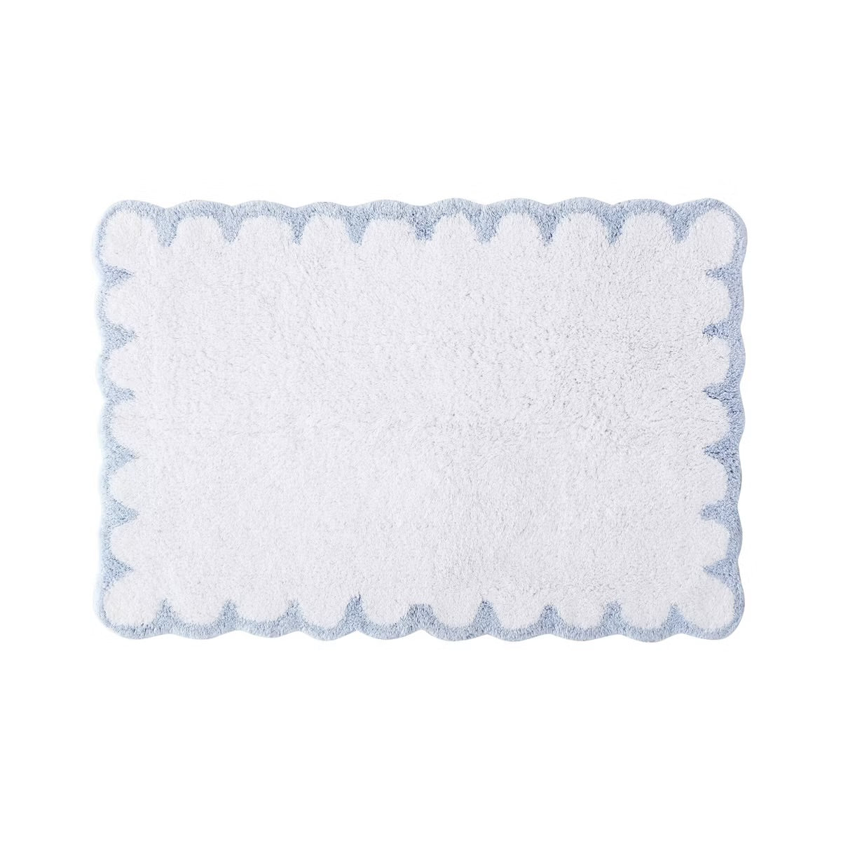 Peri Home Bath Rug White/Blue Scallop