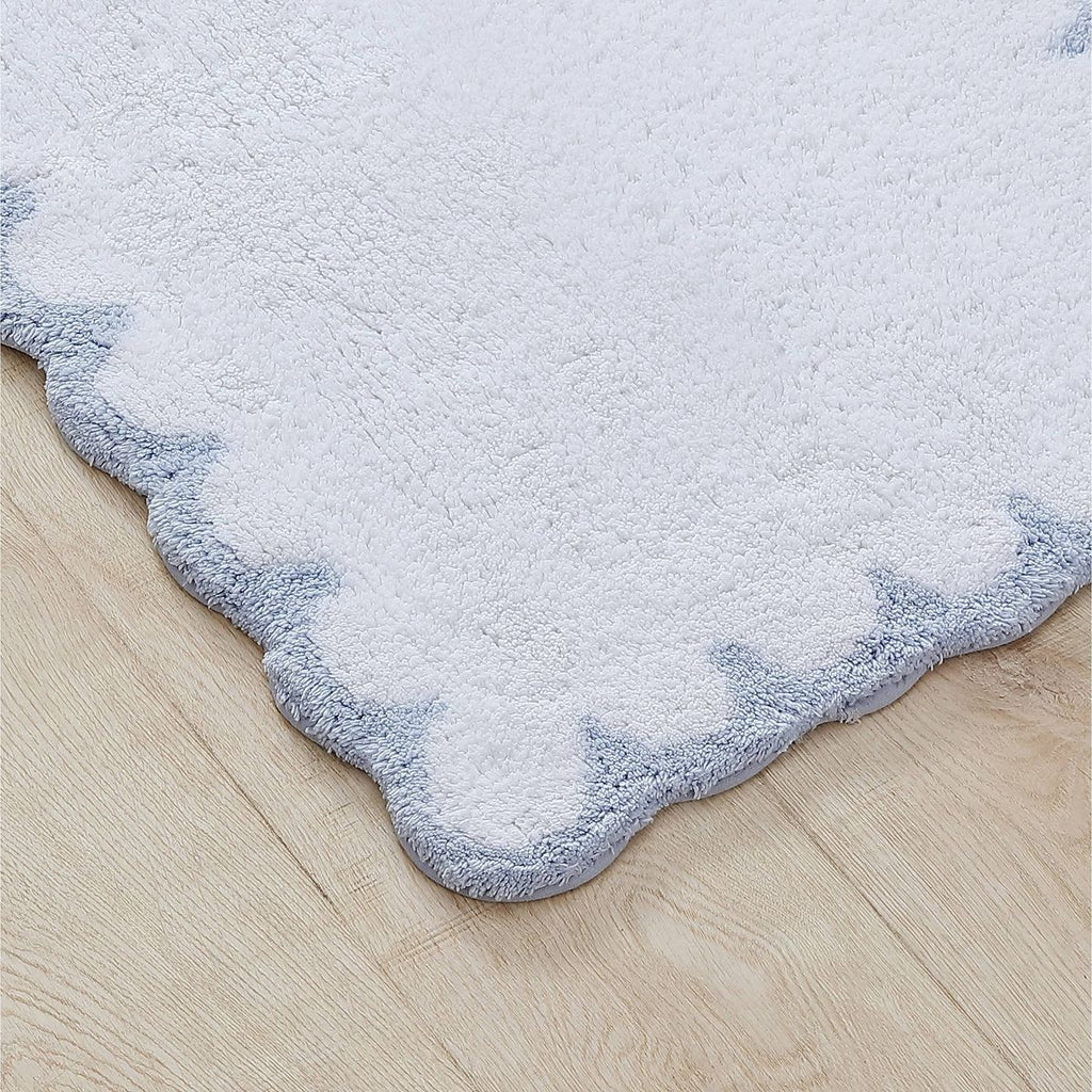 Peri Home Bath Rug White/Blue Scallop