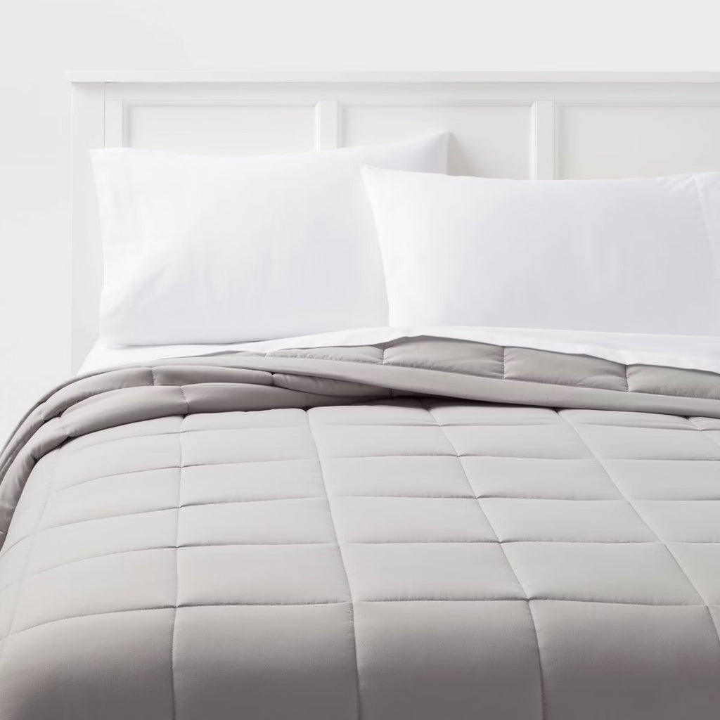 Twin/Twin Extra Long Quilted Down Alternative Bed Blanket Gray - Room Essentials