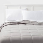 Twin/Twin Extra Long Quilted Down Alternative Bed Blanket Gray - Room Essentials