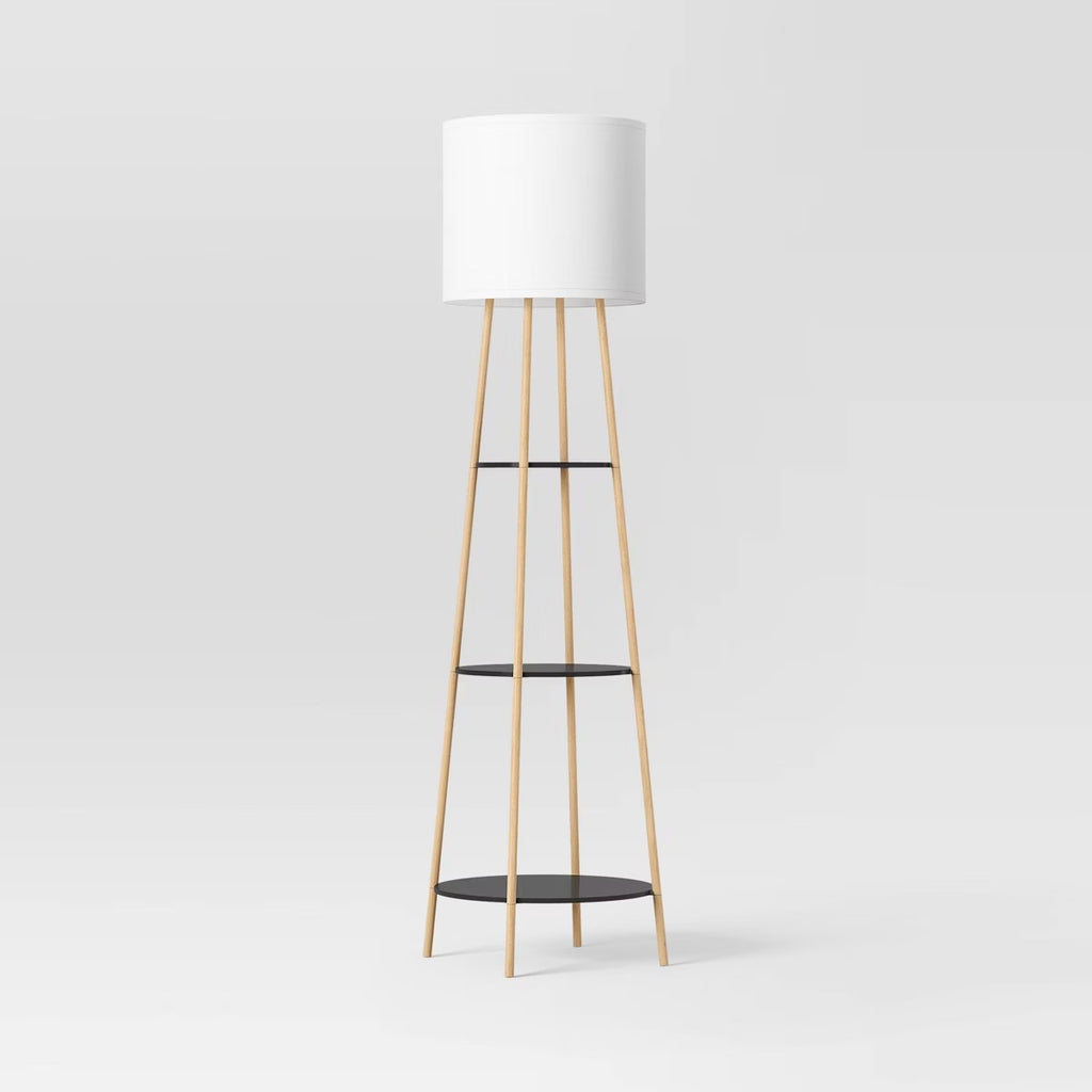 68"x20" Shelf Floor Lamp Black/Natural - Threshold