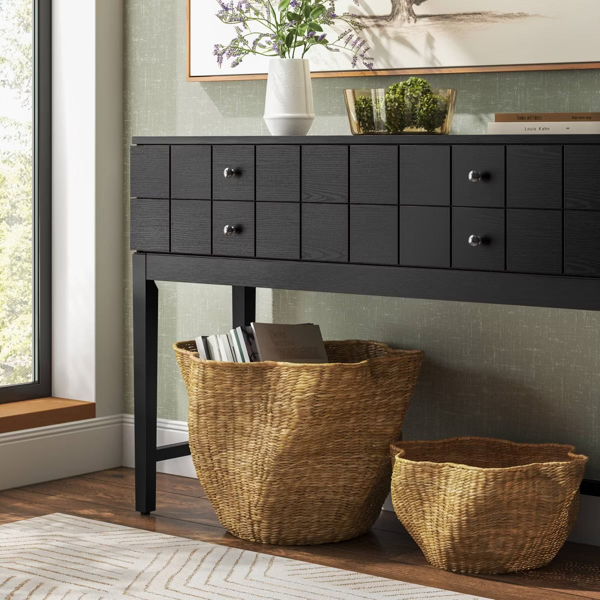 Large Woven Scallop Edge Basket - Threshold