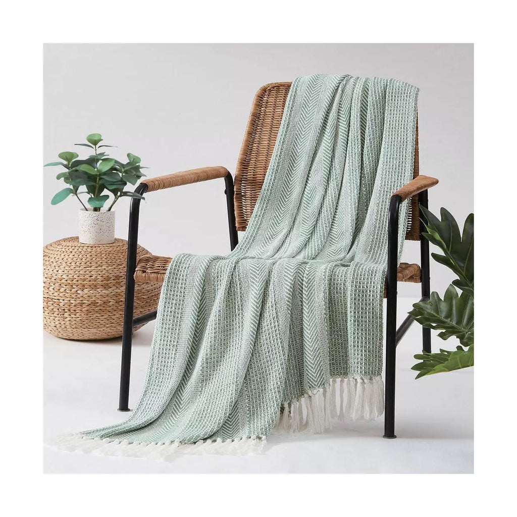 Oceanfront Resort 50"x60" Textured Stripe Throw Green