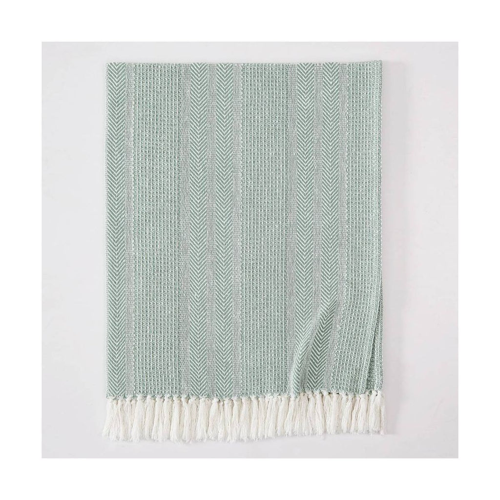 Oceanfront Resort 50"x60" Textured Stripe Throw Green
