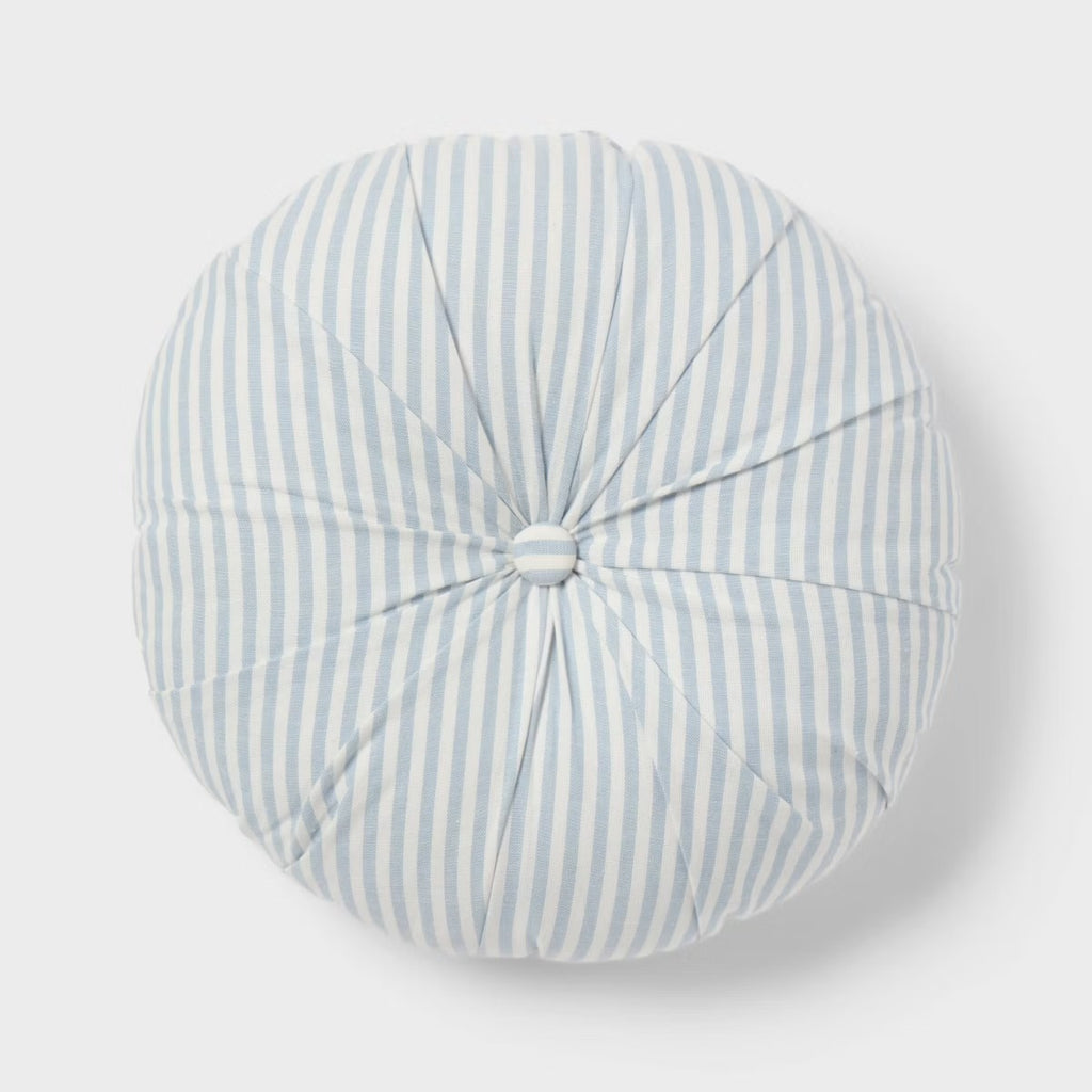 16"x16" Round Striped Decorative Throw Pillow Blue for Dorm - Threshold