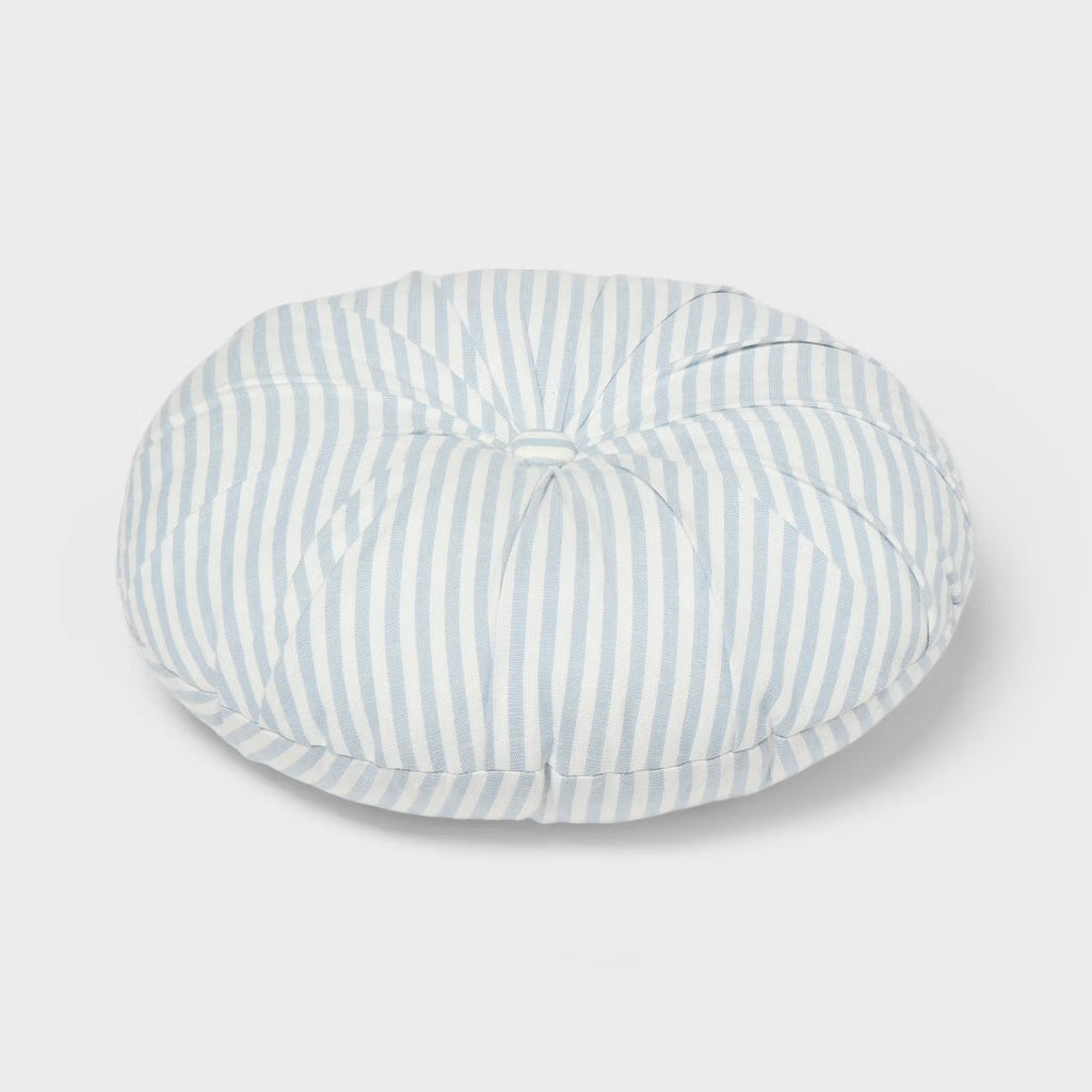 16"x16" Round Striped Decorative Throw Pillow Blue for Dorm - Threshold