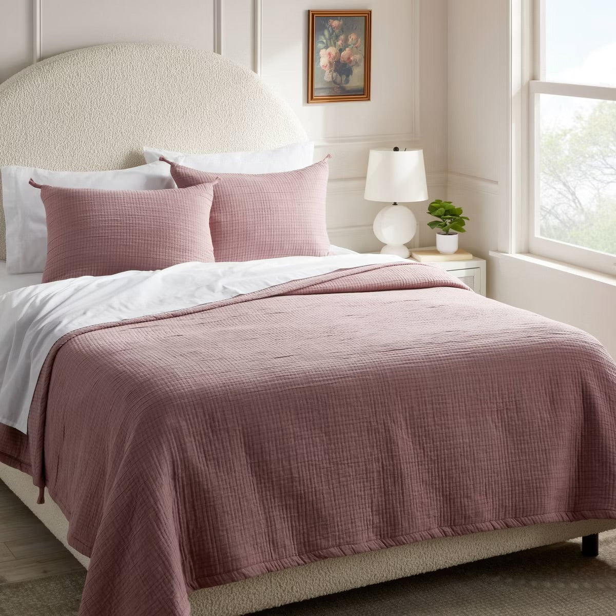 King Double Cloth Quilt Mauve - Threshold