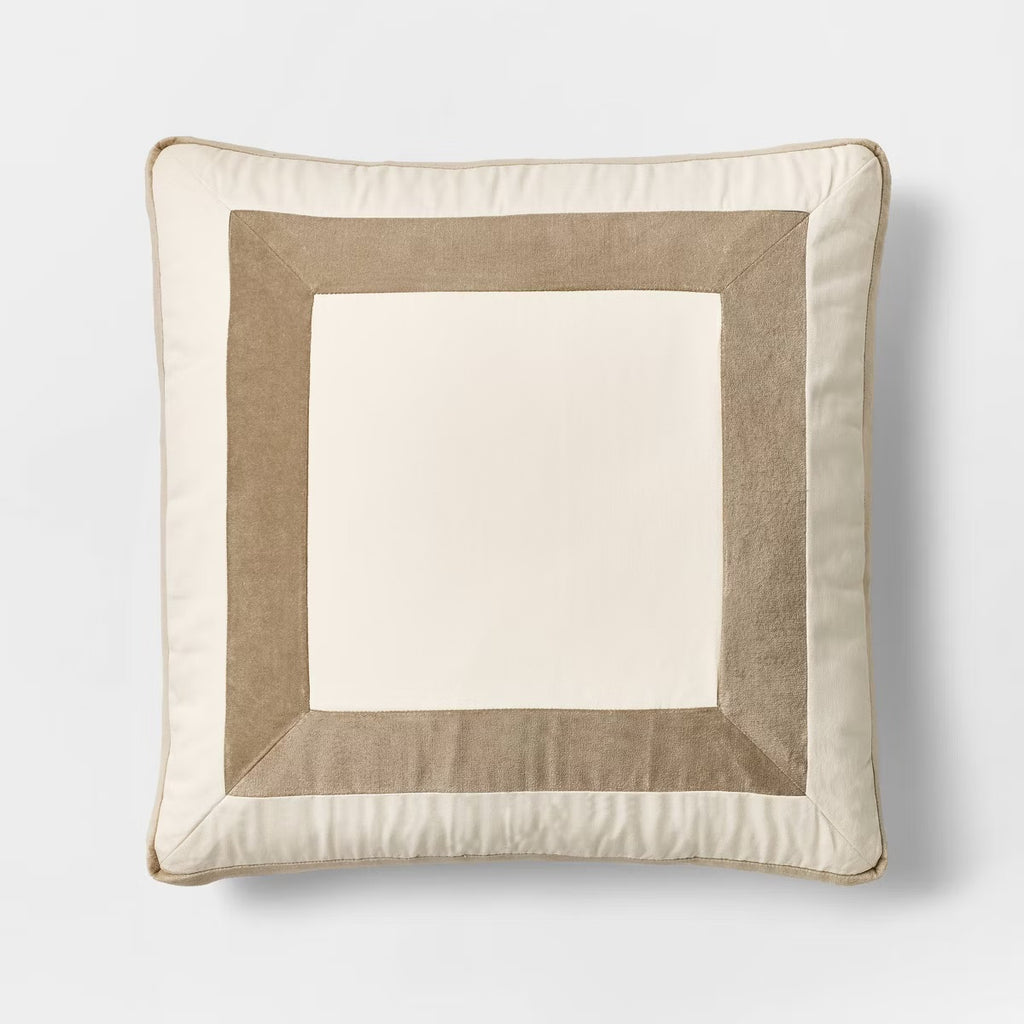 22" Velvet Border Pillow Taupe - Threshold designed with Studio McGee