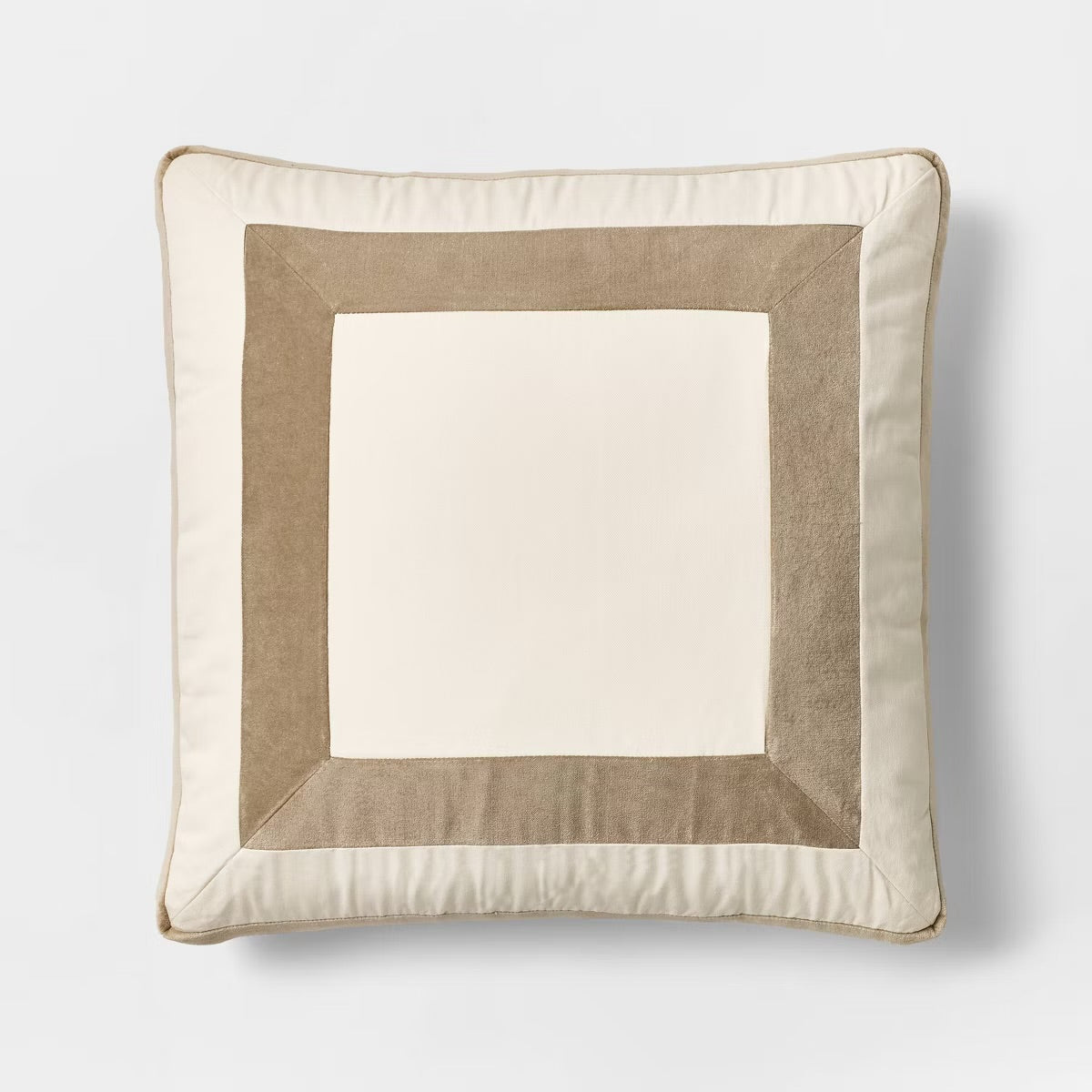 22" Velvet Border Pillow Taupe - Threshold designed with Studio McGee