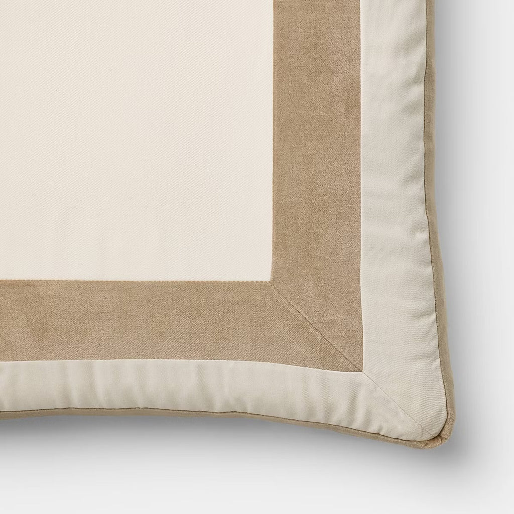 22" Velvet Border Pillow Taupe - Threshold designed with Studio McGee