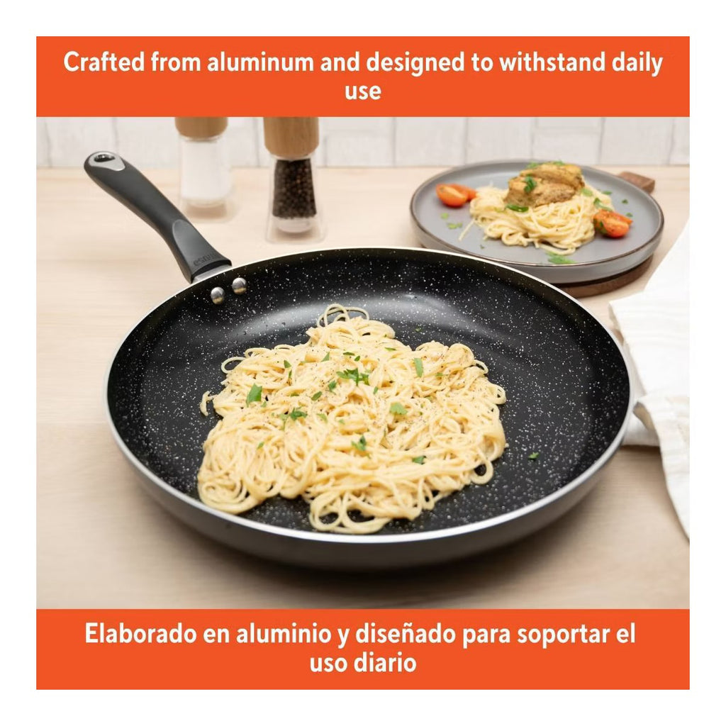 IMUSA 12" Ceramic Bistro Saute Pan Black: Aluminum Cookware, Hand Wash, Electric & Gas Compatible