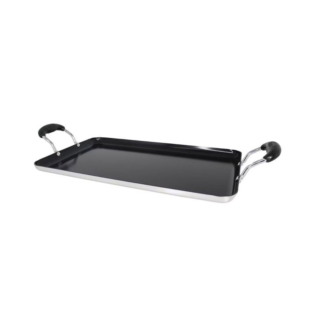 IMUSA 17"x10"Ceramic Double Burner Griddle Black: Stovetop Griddle, Aluminum, Hand Wash, Electric & Gas Compatible