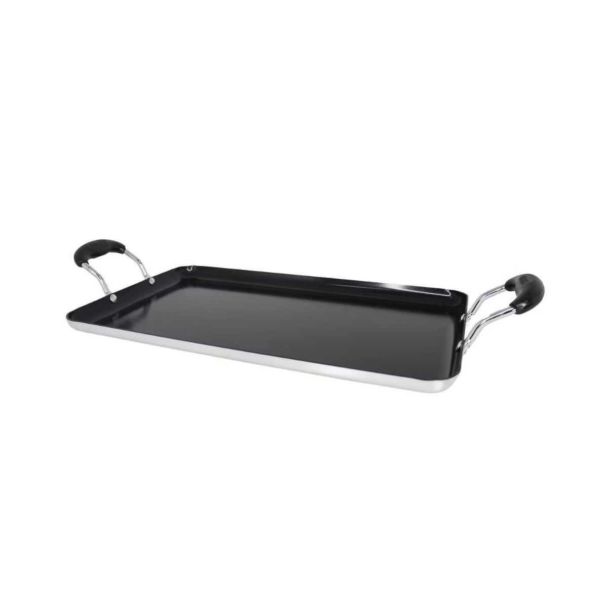 IMUSA 17"x10"Ceramic Double Burner Griddle Black: Stovetop Griddle, Aluminum, Hand Wash, Electric & Gas Compatible