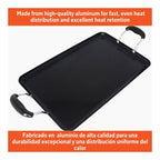 IMUSA 17"x10"Ceramic Double Burner Griddle Black: Stovetop Griddle, Aluminum, Hand Wash, Electric & Gas Compatible