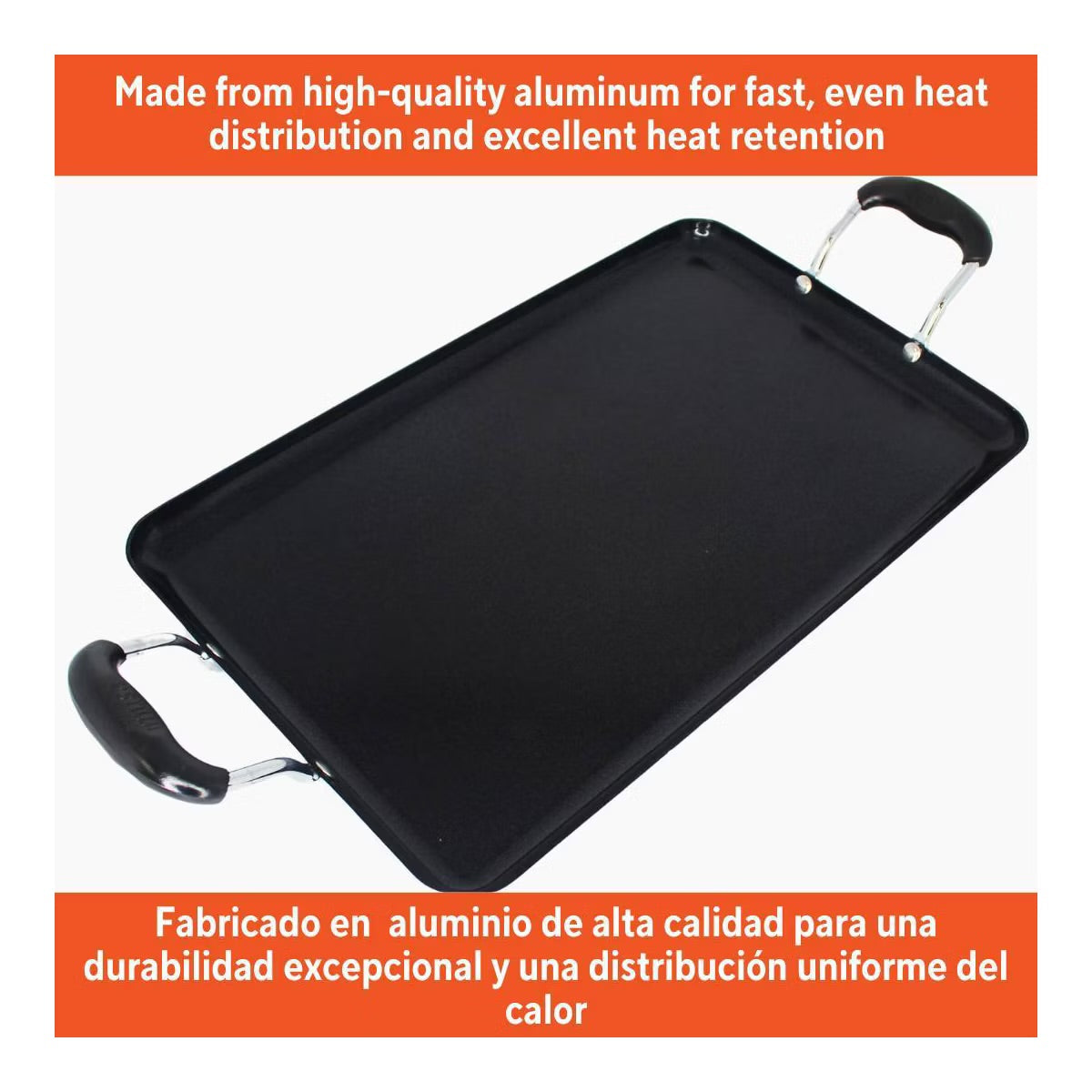 IMUSA 17"x10"Ceramic Double Burner Griddle Black: Stovetop Griddle, Aluminum, Hand Wash, Electric & Gas Compatible