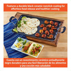 IMUSA 17"x10"Ceramic Double Burner Griddle Black: Stovetop Griddle, Aluminum, Hand Wash, Electric & Gas Compatible