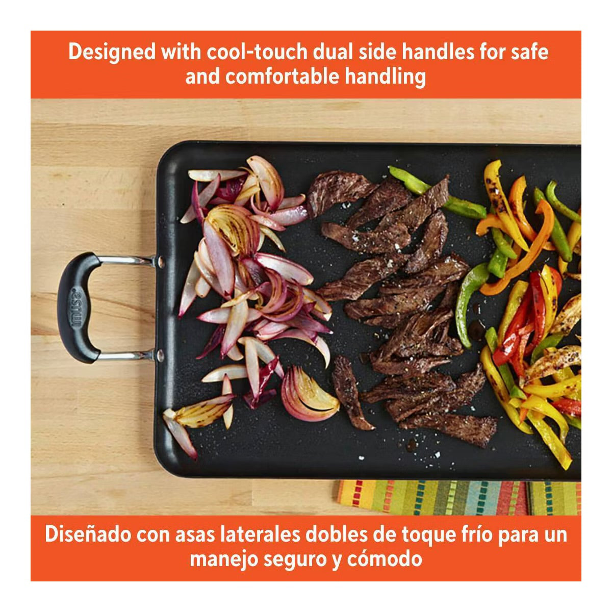 IMUSA 17"x10"Ceramic Double Burner Griddle Black: Stovetop Griddle, Aluminum, Hand Wash, Electric & Gas Compatible