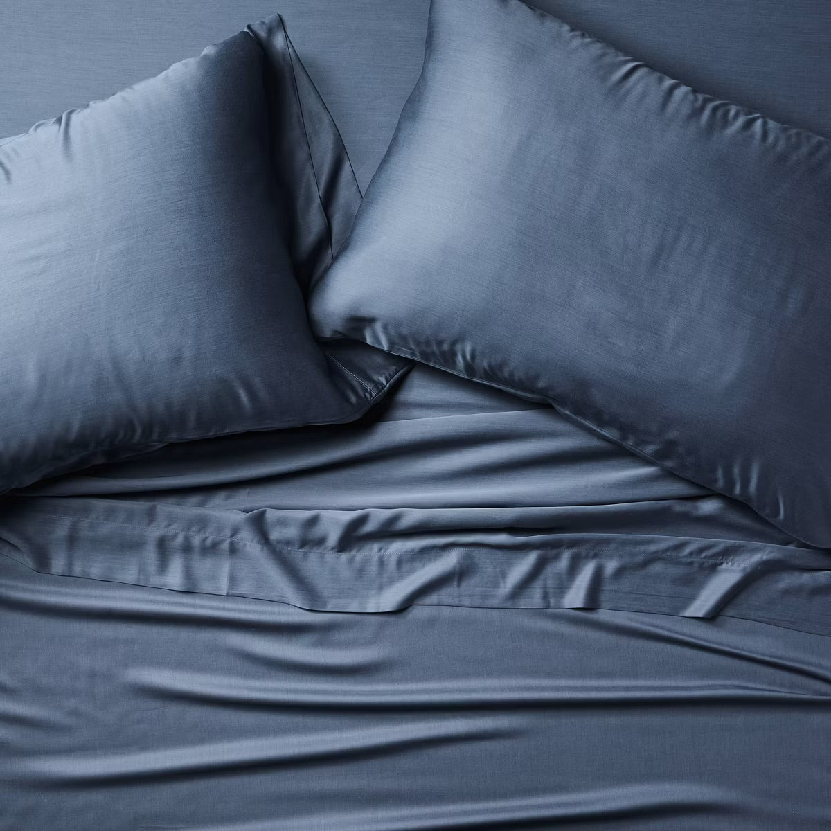 Queen 400 Thread Count Rayon from Bamboo Sheet Set Dark Mineral Blue - Casaluna