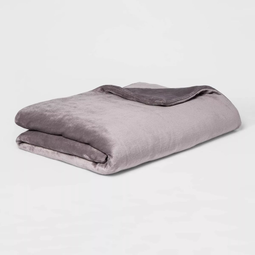 55" x 80" 15lbs Micro Plush Weighted Blanket with Removable Cover Gray