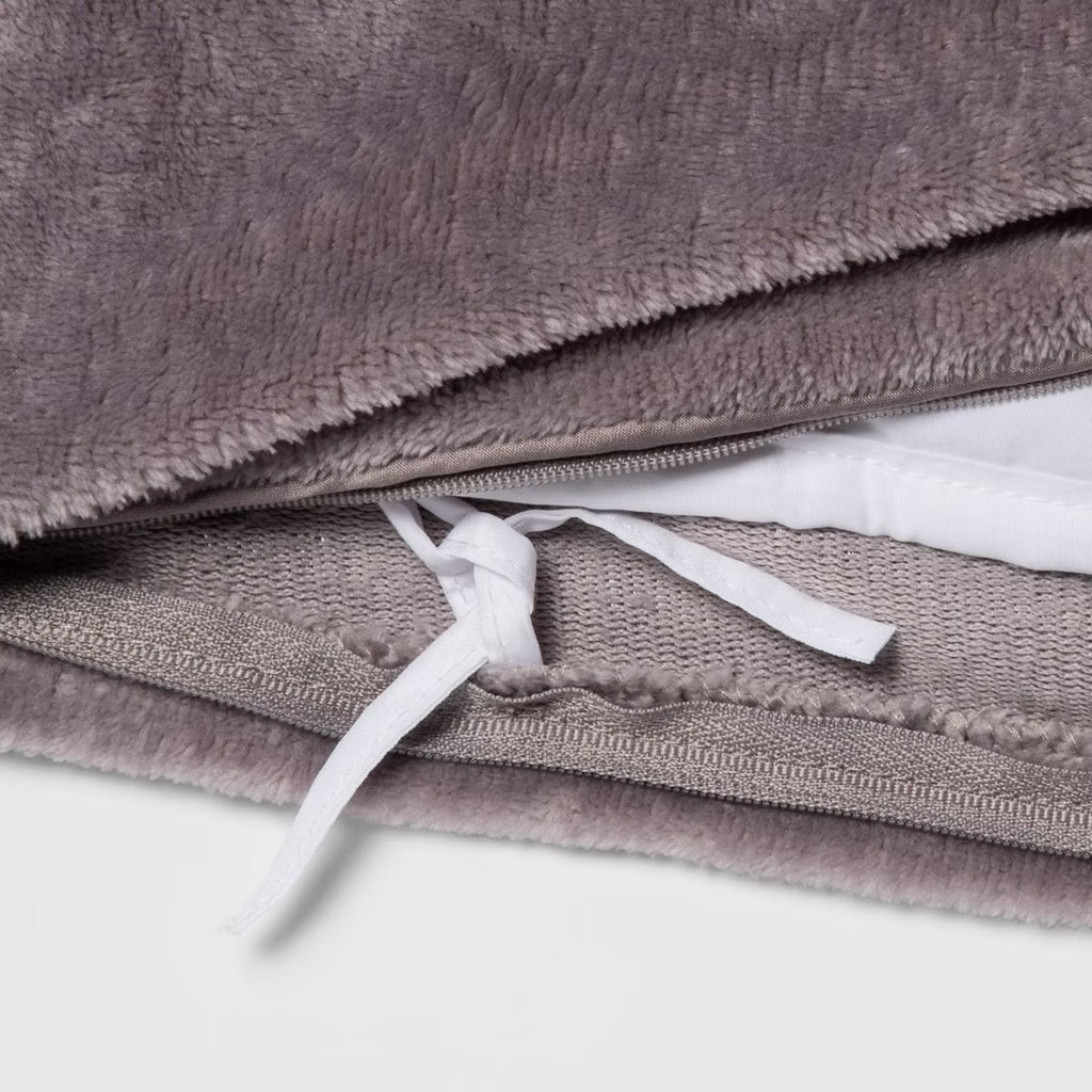 55" x 80" 15lbs Micro Plush Weighted Blanket with Removable Cover Gray