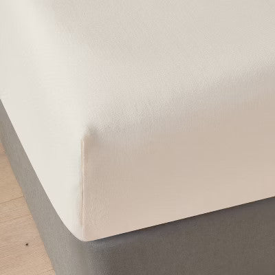 Queen Linen Blend Fitted Sheet Natural - Casaluna