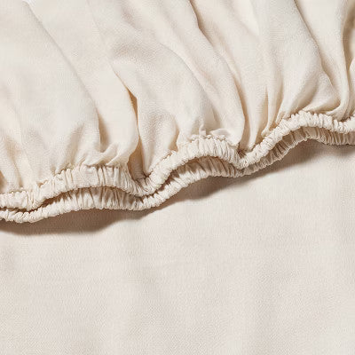 Queen Linen Blend Fitted Sheet Natural - Casaluna