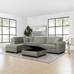 Thomasville Miles Left-hand Facing 3-piece Fabric Sectional with Storage Ottoman