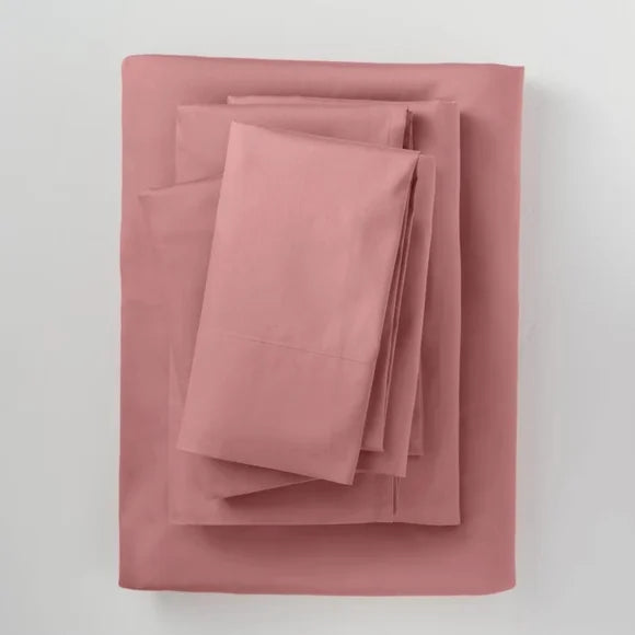 Full 300 Thread Count Temperature Regulating Solid Sheet Set Rose - Casaluna