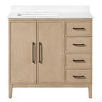 48” OVE Decors Codey Vanity in Sahara Birch Finish with Calacatta Quartz Countertop