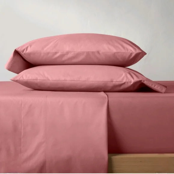 Queen Washed Supima Percale Solid Sheet Set Rose - Casaluna