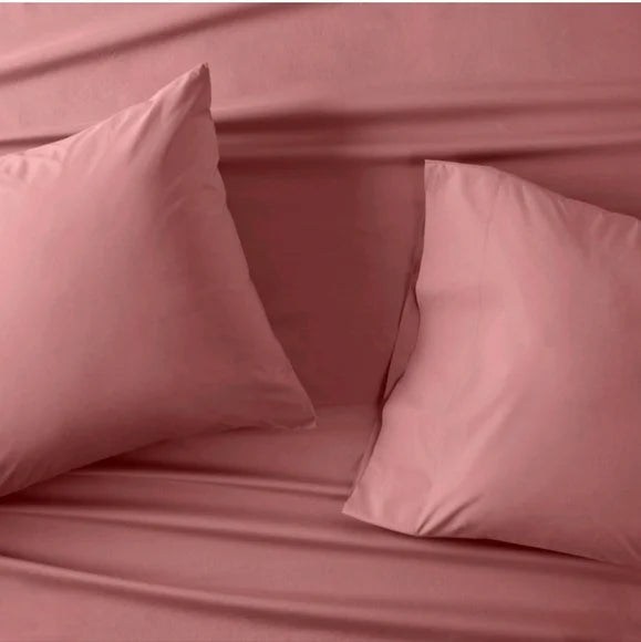 Queen Washed Supima Percale Solid Sheet Set Rose - Casaluna