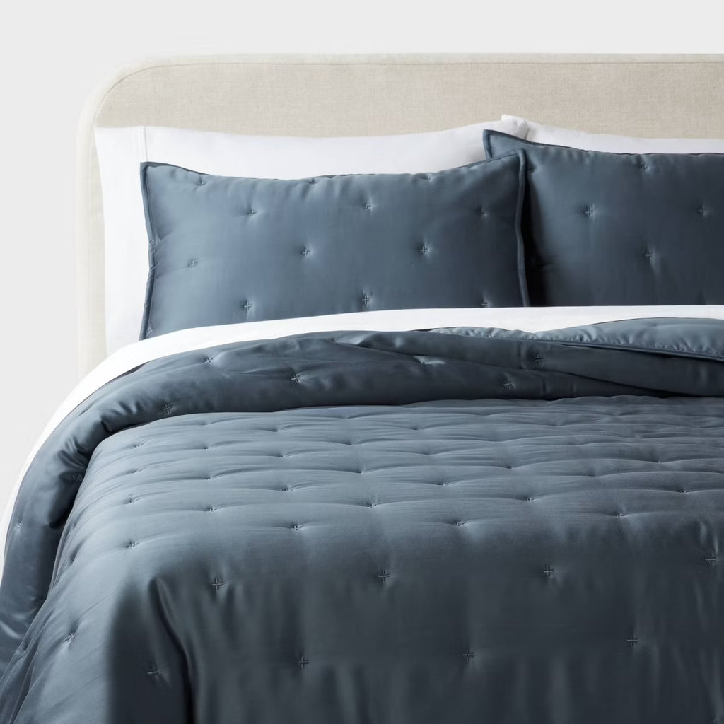 3pc King TENCEL Comforter and Sham Set Dark Teal Blue - Threshold