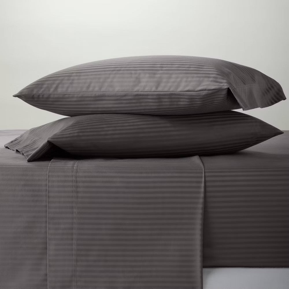 King 6pc 400 Thread Count Damask Solid Sheet Set Gray - Threshold