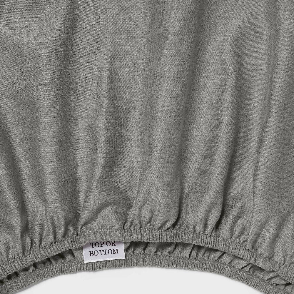 King Easy Care Cotton Blend Sateen Fitted Sheet Gray - Room Essentials