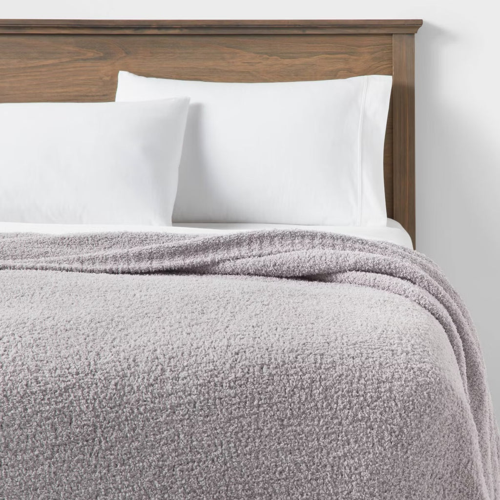 King Cozy Chenille Bed Blanket Gray - Threshold