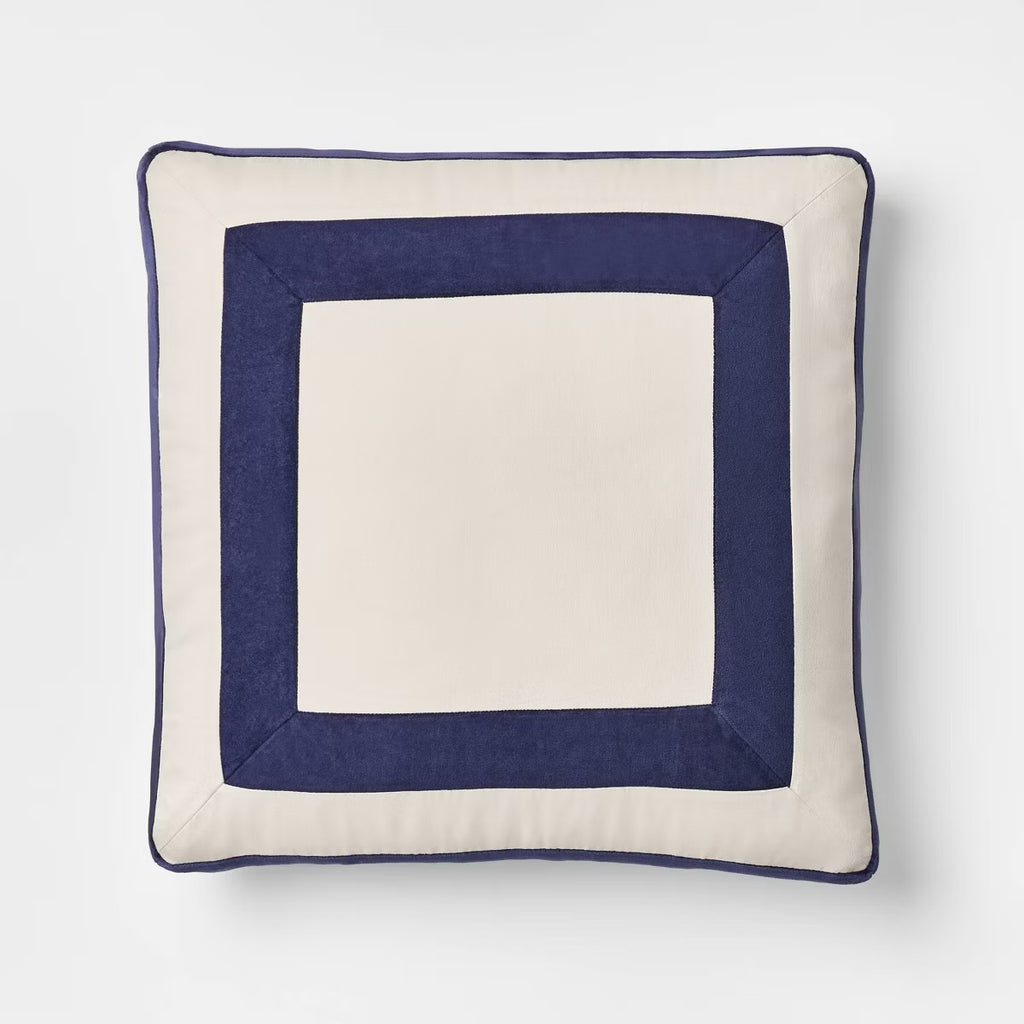 22" Velvet Border Pillow Navy - Threshold designed with Studio McGee