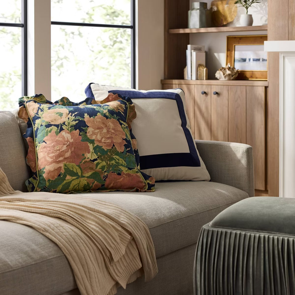 22" Velvet Border Pillow Navy - Threshold designed with Studio McGee