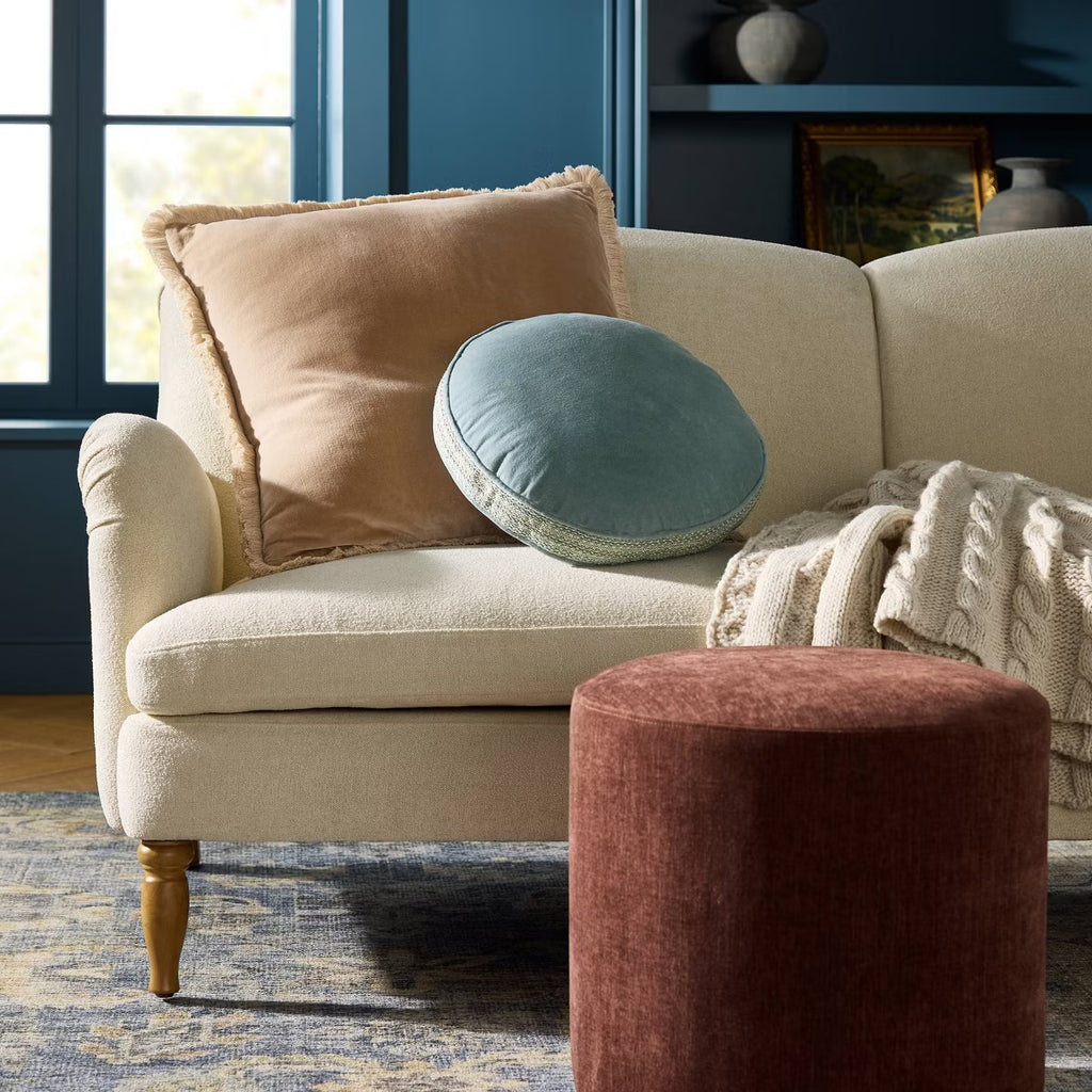 Velvet Throw Pillow with Fringe Trim Brown - Threshold designed with Studio McGee