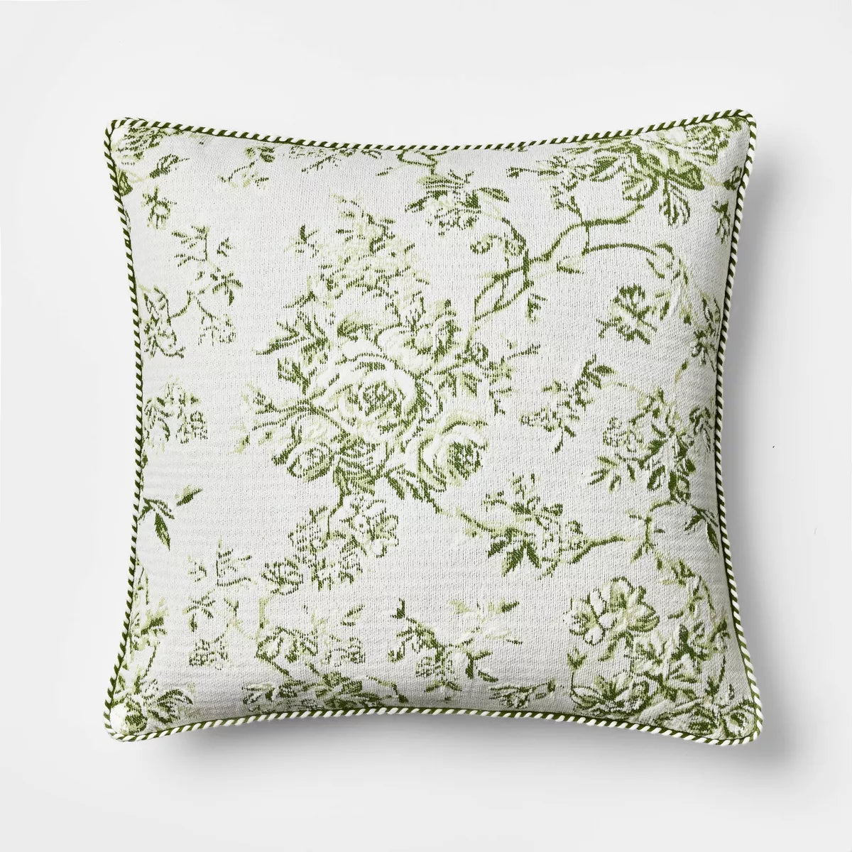 Oversized Square Floral Jacquard Pillow Green - Threshold designed with Studio McGee