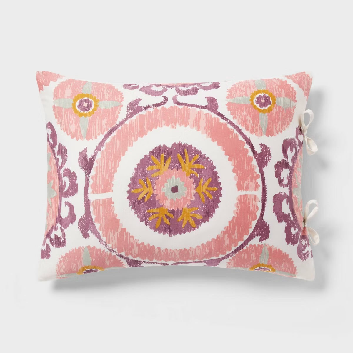 King Suzani Print Duvet Cover and Sham Set Ivory/Salmon Orange/Plum Red/Mustard - Threshold